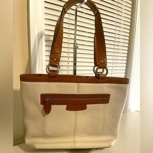 Coach Cream and Brown Tote Bag